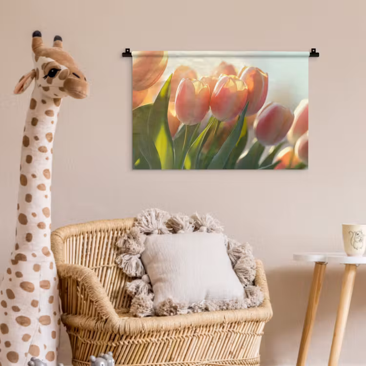 Tulpen - Roze - Zonnestralen Wandkleed katoen klein -wsfeer5_kind
