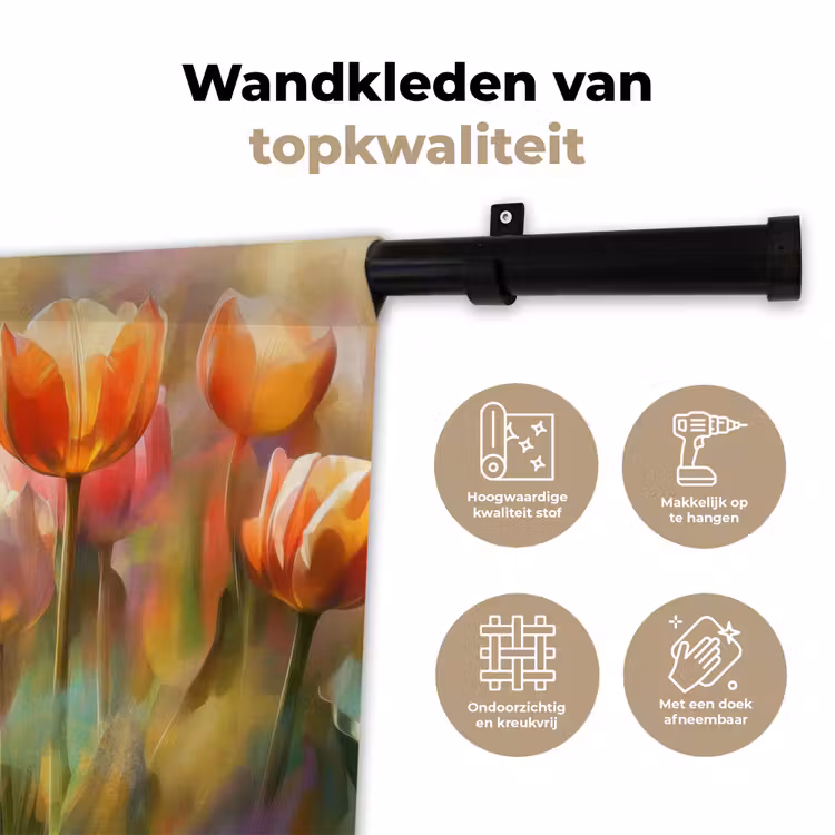 Tulpen - Sprookjesachtig - Kleurrijk Wandkleed katoen klein -sfeer2