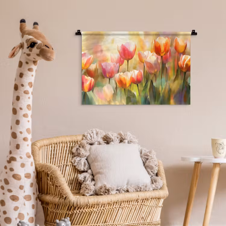 Tulpen - Sprookjesachtig - Kleurrijk Wandkleed katoen klein -wsfeer5_kind
