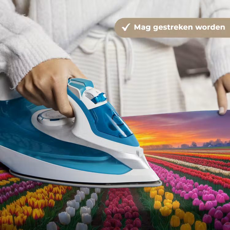 Tulpenveld - Zonsondergang - Kleurrijk Wandkleed katoen klein -sfeer9