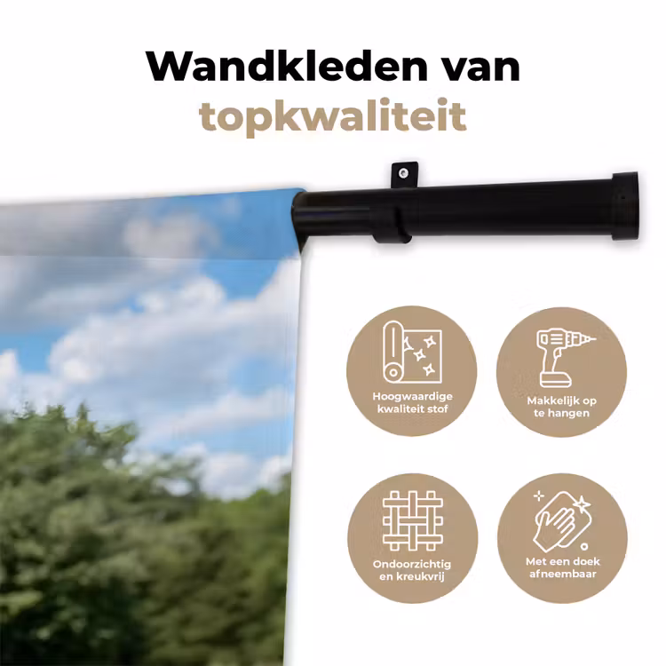 Uil - Boomstronk - Bos - Lucht Wandkleed katoen klein -sfeer2