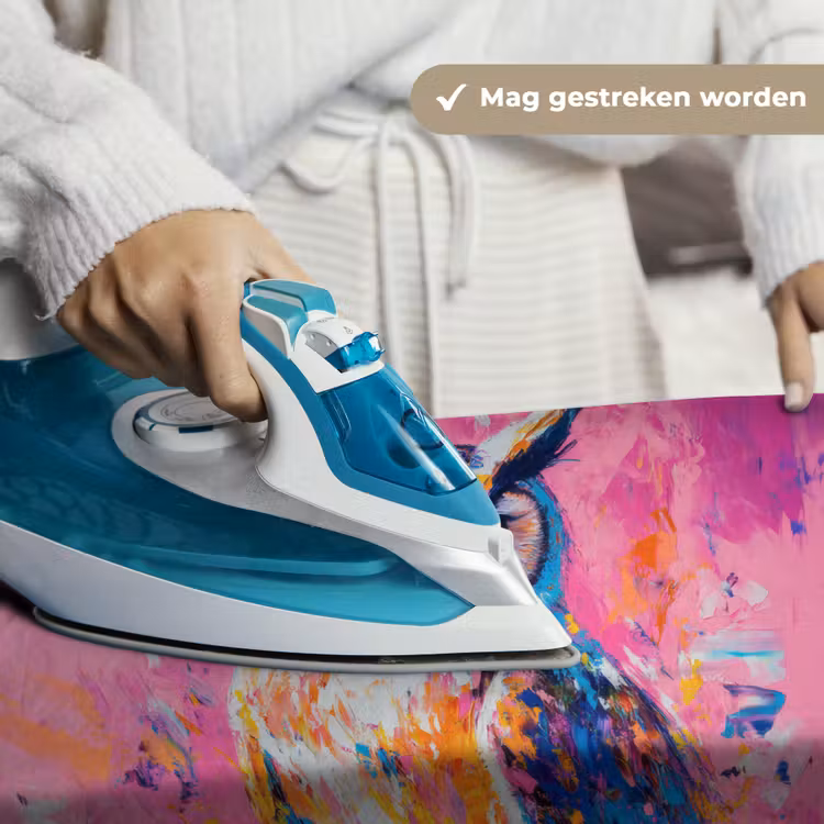 Uil - Roze - Blauw - Verf - Abstract Wandkleed katoen klein -sfeer9