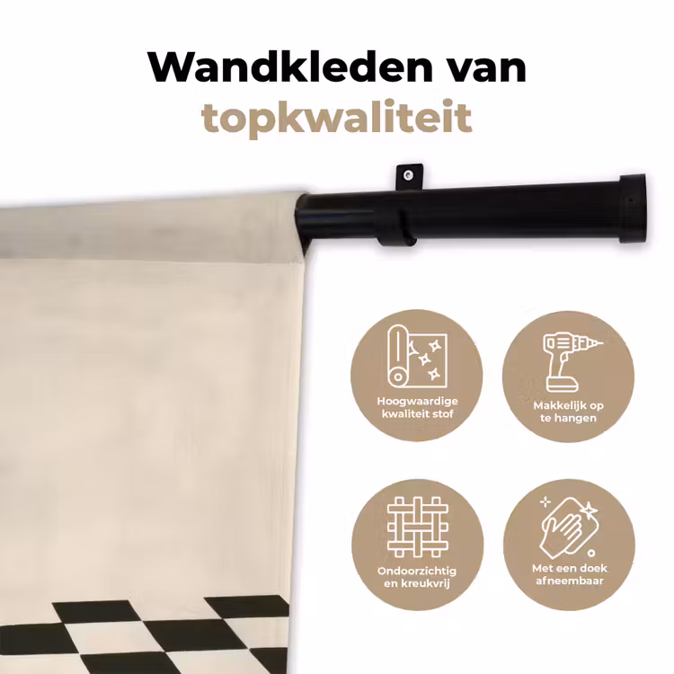 Vaas - Blauw - Geblokt - Modern Wandkleed katoen klein -sfeer2