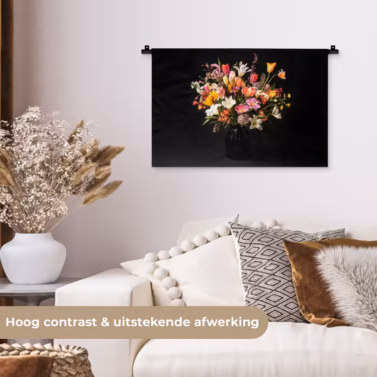 Vaas - Bloemen - Tulpen Wandkleed katoen klein -sfeer1
