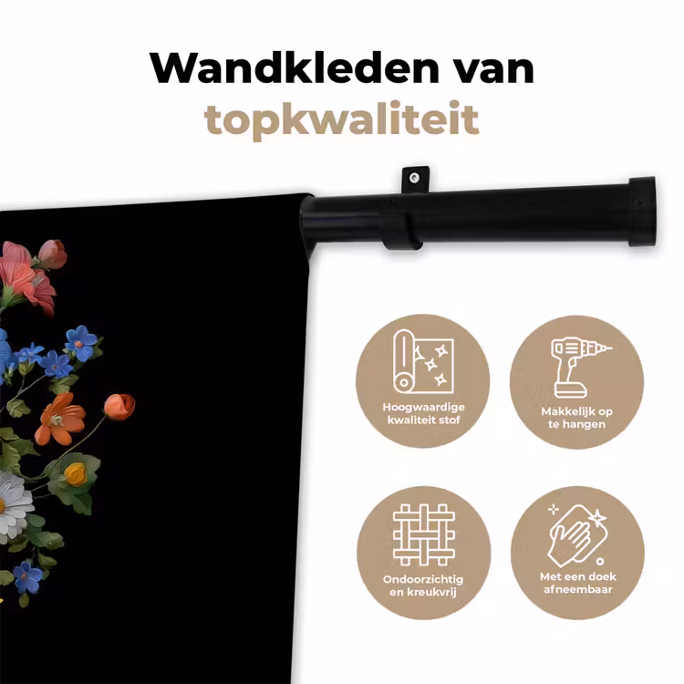 Vaas - Boeket - Bloemen - Kleur Wandkleed katoen klein -sfeer2
