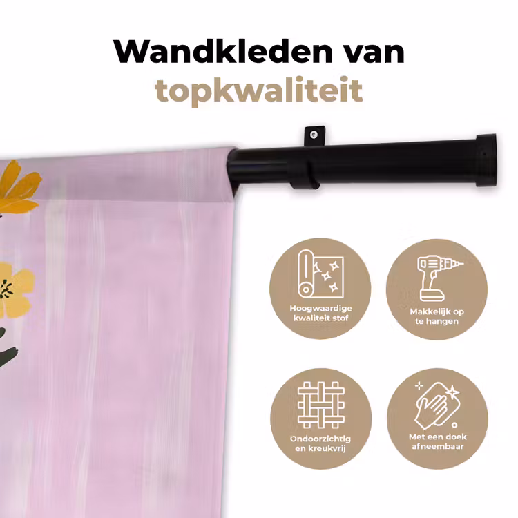 Vaas - Gestreept - Bloemen - Oranje Wandkleed katoen klein -sfeer2