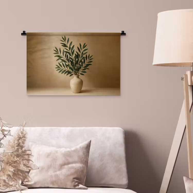 Vaas - Olijftakken - Bladeren - Beige Wandkleed katoen klein -sfeer4
