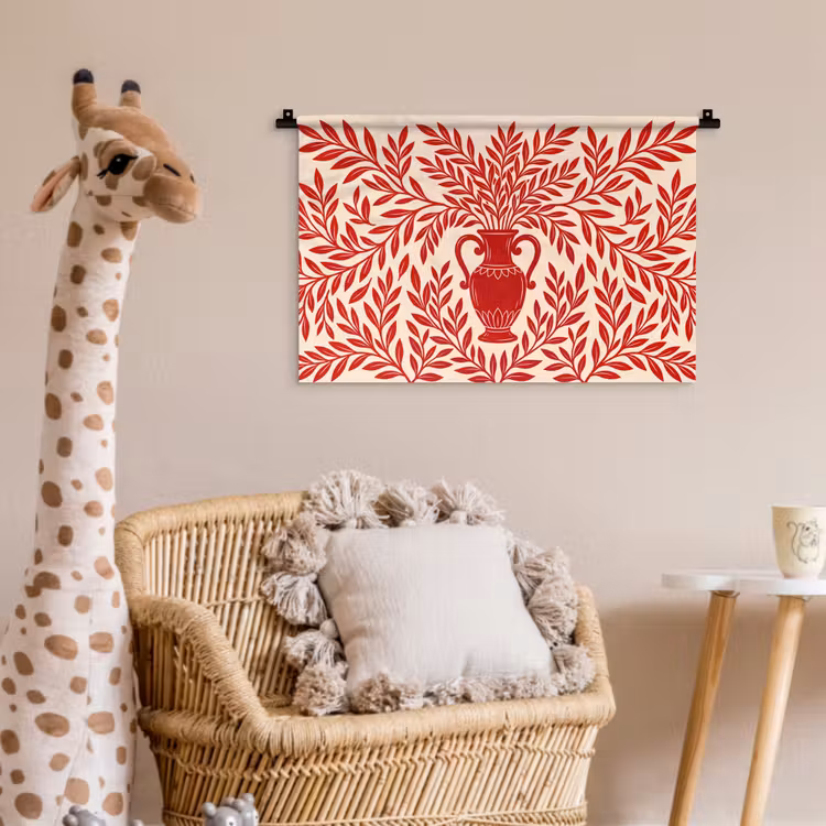 Vaas - Planten - Decoratie - Abstract - Rood Wandkleed katoen klein -wsfeer5_kind