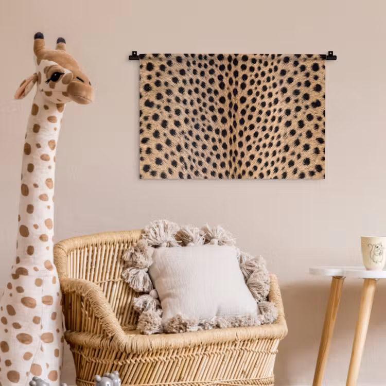 Vacht - Jachtluipaard - Zwart - Wit Wandkleed katoen klein -wsfeer5_kind