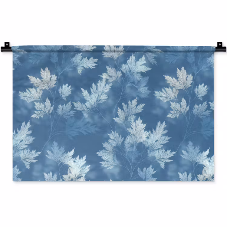 Varen - Botanisch - Patroon - Grijsblauw Wandkleed katoen klein 269 -zz3d