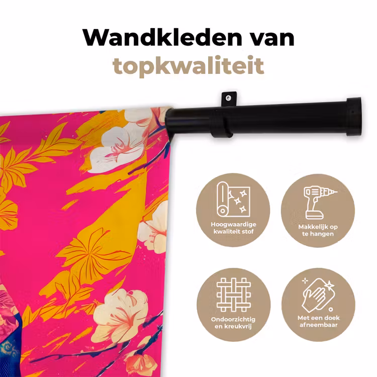 Varken - Bloemkroon - Kimono - Abstract Wandkleed katoen klein -sfeer2