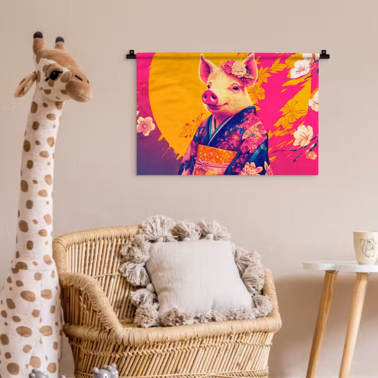 Varken - Bloemkroon - Kimono - Abstract Wandkleed katoen klein -wsfeer5_kind