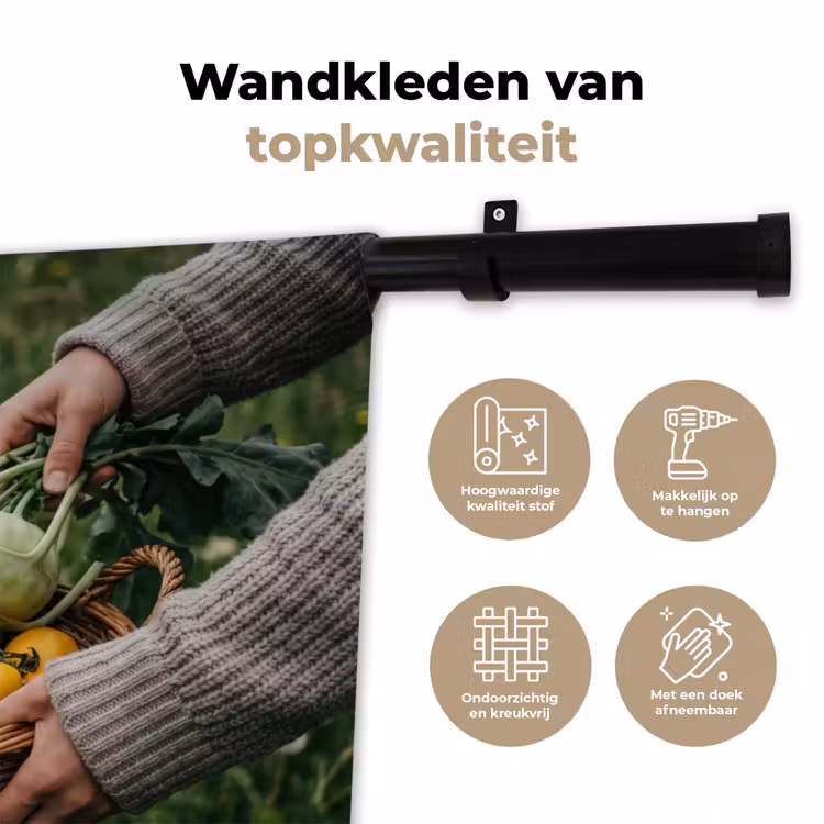 Veld - Groenten - Biologisch - Oogst Wandkleed katoen klein -sfeer2