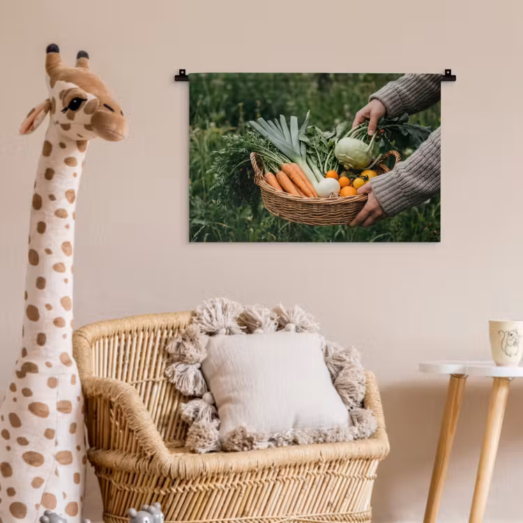 Veld - Groenten - Biologisch - Oogst Wandkleed katoen klein -wsfeer5_kind