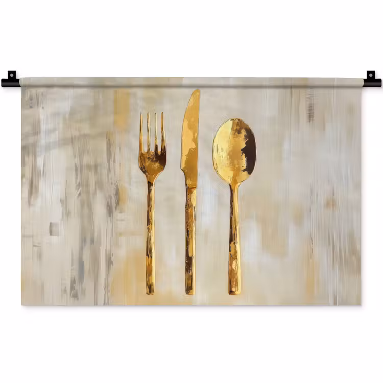 Verf - Goud - Bestek Wandkleed katoen klein -zz3d