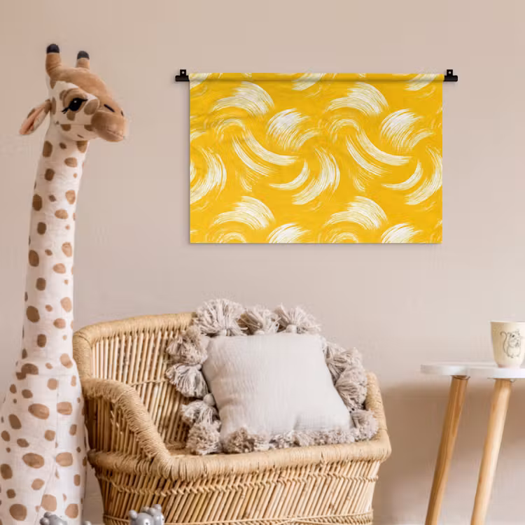 Verfstreken - Abstract - Dynamisch - Geel Wandkleed katoen klein 269 -wsfeer5_kind