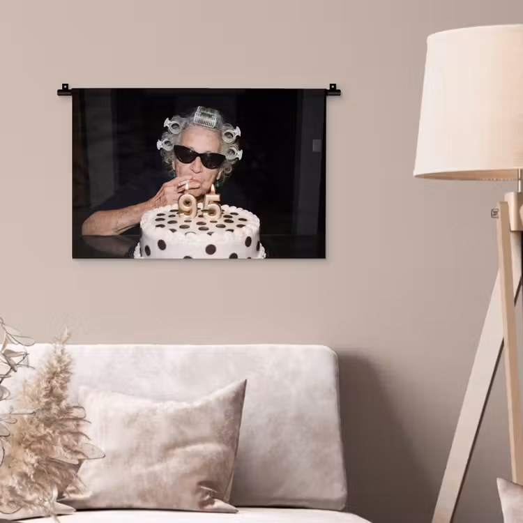 Verjaardag - Krulspeld - Oma Wandkleed katoen klein -sfeer4