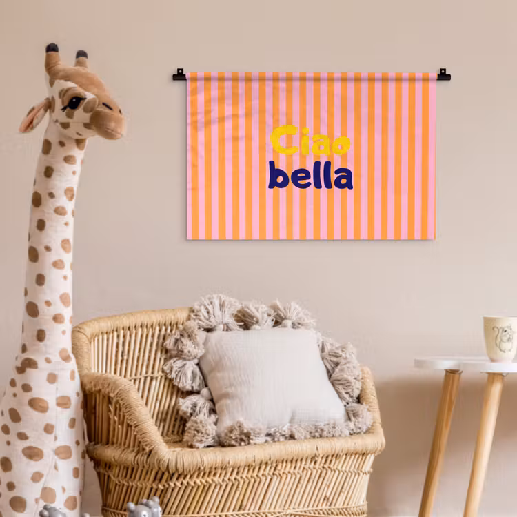 Verticaal - Strepen - Oranje - Ciao bella Wandkleed katoen klein -wsfeer5_kind