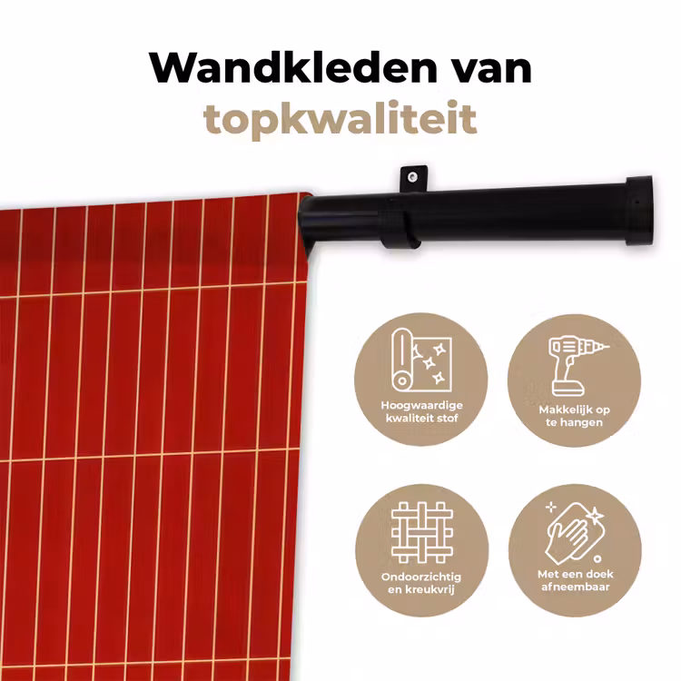 Verticaal - Wandtegel - Helderrood Wandkleed katoen klein 269 -sfeer2