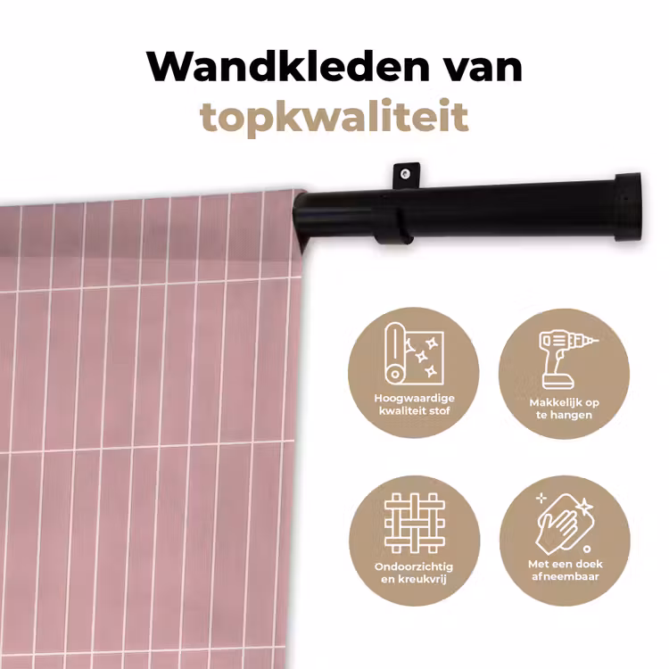 Verticaal - Wandtegel - Lichtroze Wandkleed katoen klein 269 -sfeer2