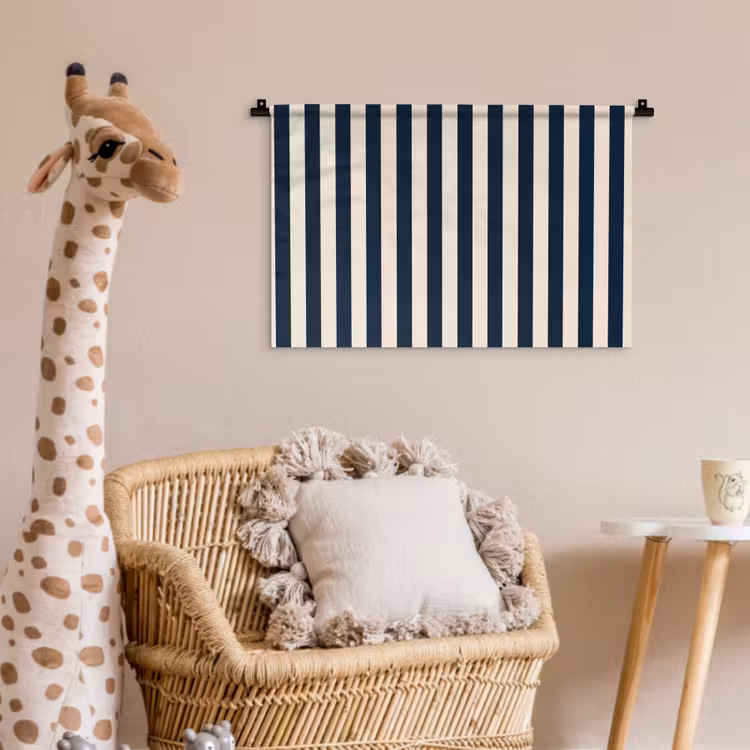 Verticale strepen - Blauw - Crème Wandkleed katoen klein 269 -wsfeer5_kind