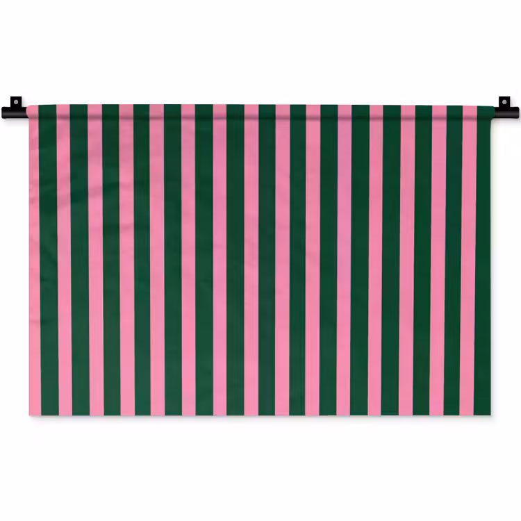 Verticale strepen - Groen - Roze Wandkleed katoen klein 269 -zz3d