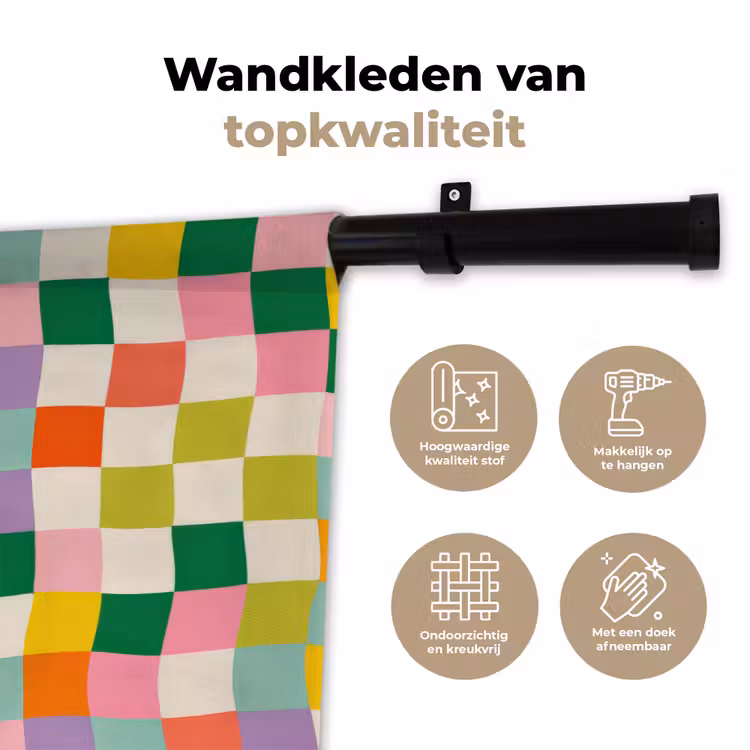 Vierkanten - Kleurrijk - Golvend Wandkleed katoen klein -sfeer2