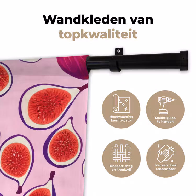 Vijgen - Roze - Paars Wandkleed katoen klein -sfeer2