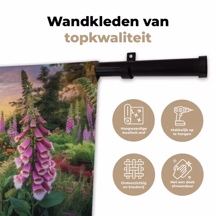 Vingerhoedskruid - Bloemen - Tuin Wandkleed katoen klein -sfeer2