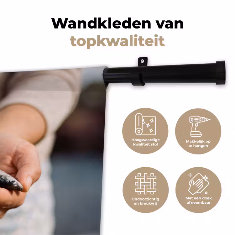Wandkleed - Vis - Handen - Natuur - Vis - Handen - Natuur Wandkleed katoen klein