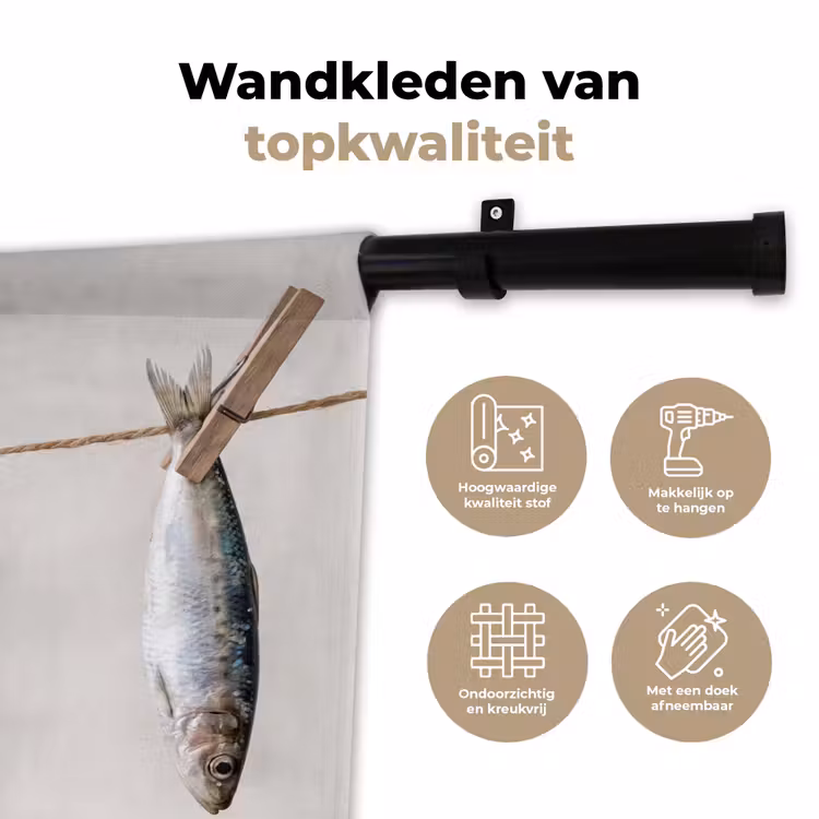 Wandkleed - Vis - Hangend - Eten - Vis - Hangend - Eten Wandkleed katoen klein