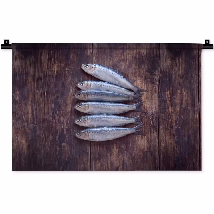 Wandkleed - Vis - Hout - Eten - Vis - Hout - Eten Wandkleed katoen klein