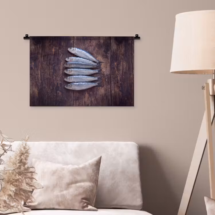 Wandkleed - Vis - Hout - Eten - Vis - Hout - Eten Wandkleed katoen klein