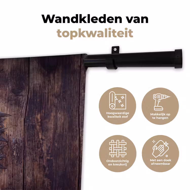 Wandkleed - Vis - Hout - Eten - Vis - Hout - Eten Wandkleed katoen klein