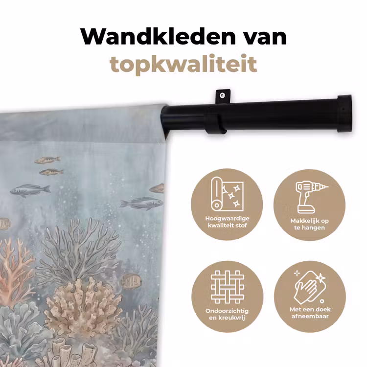 Vis - Koraal - Oceaan - Illustratie - Onderwater Wandkleed katoen klein -sfeer2