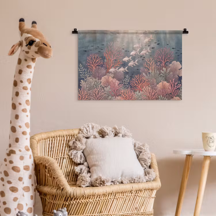 Vis - Koraal - Onderwater - Illustratie - Vintage Wandkleed katoen klein -wsfeer5_kind