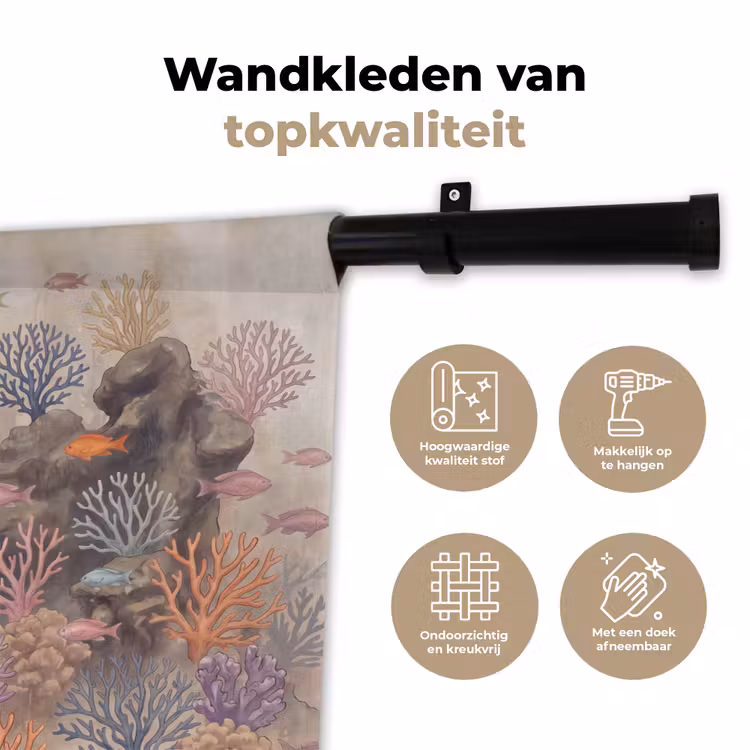 Vis - Koraalrif - Onderwaterwereld - Illustratie Wandkleed katoen klein -sfeer2