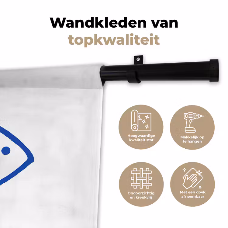 Vis - Minimalistisch - Blauw - Lijn Wandkleed katoen klein -sfeer2