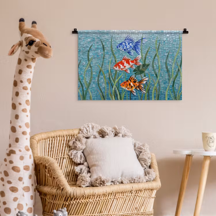 Vis - Mozaïek - Onderwater - Kleurrijk - Dieren Wandkleed katoen klein -wsfeer5_kind