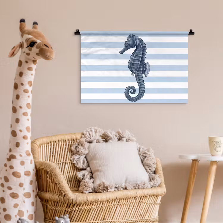Vis - Oceaan - Illustratie - Blauw - Strepen Wandkleed katoen klein -wsfeer5_kind