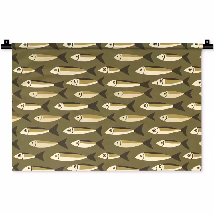 Vis - Patroon - Groen Wandkleed katoen klein 269 -zz3d