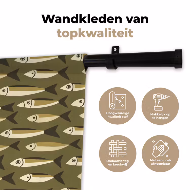 Vis - Patroon - Groen Wandkleed katoen klein 269 -sfeer2