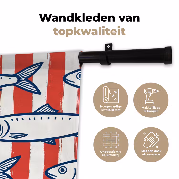 Vis - Patroon - Strepen - Illustratie - Rood Wandkleed katoen klein -sfeer2