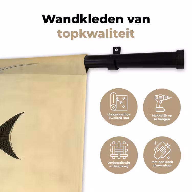 Vis - Sierlijk - Rugvin - Geel Wandkleed katoen klein -sfeer2