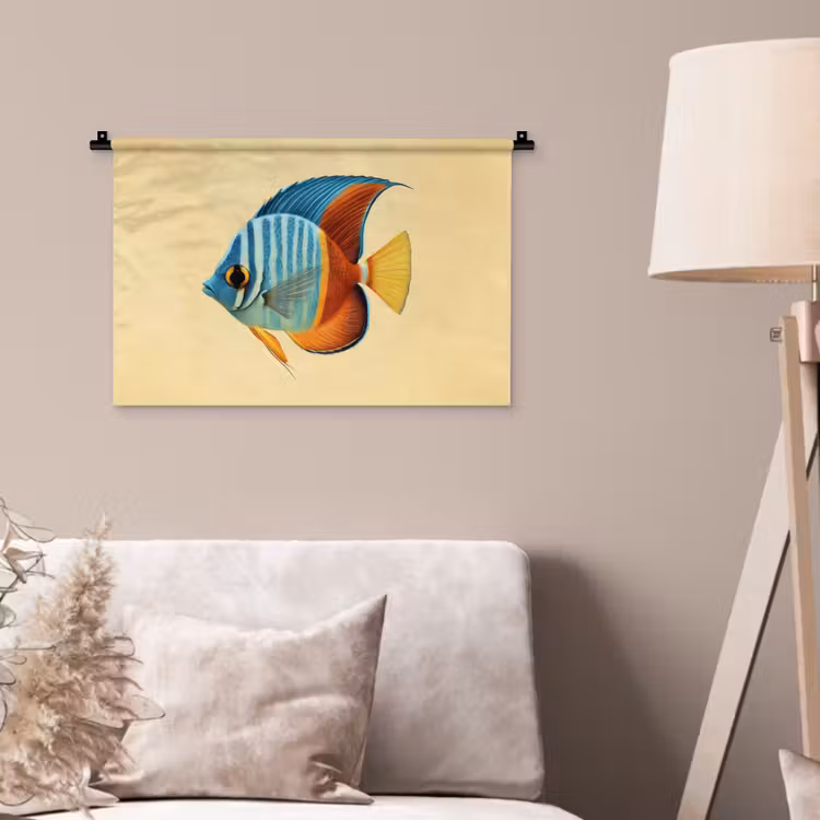 Vis - Vinnen - Blauw - Ogen Wandkleed katoen klein -sfeer4