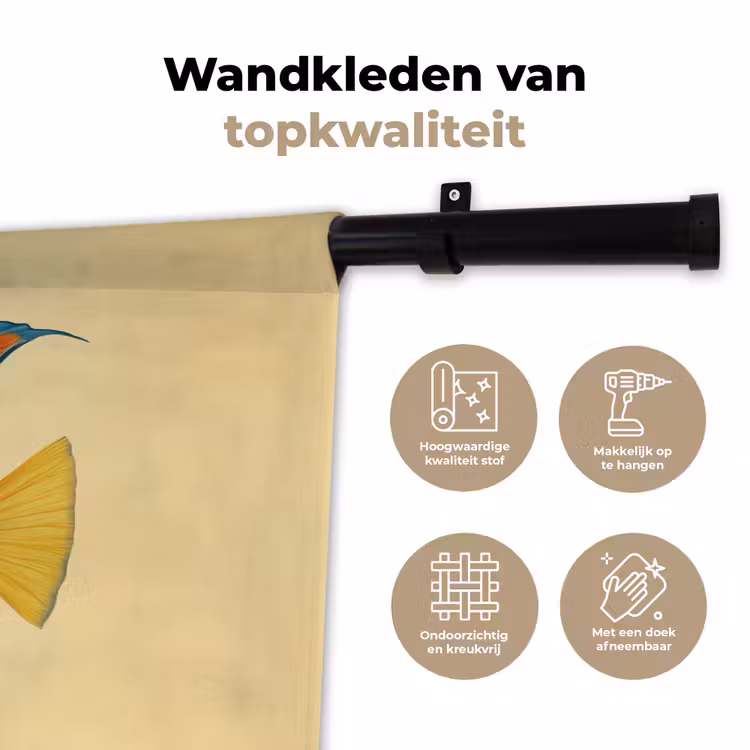 Vis - Vinnen - Blauw - Ogen Wandkleed katoen klein -sfeer2
