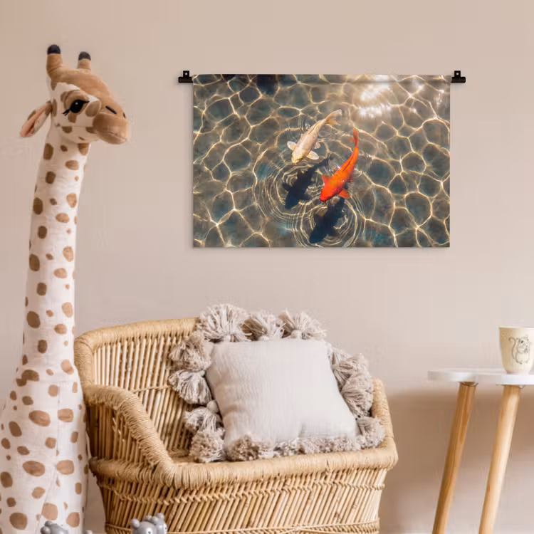 Vis - Water - Dieren - Oranje - Goud Wandkleed katoen klein -wsfeer5_kind