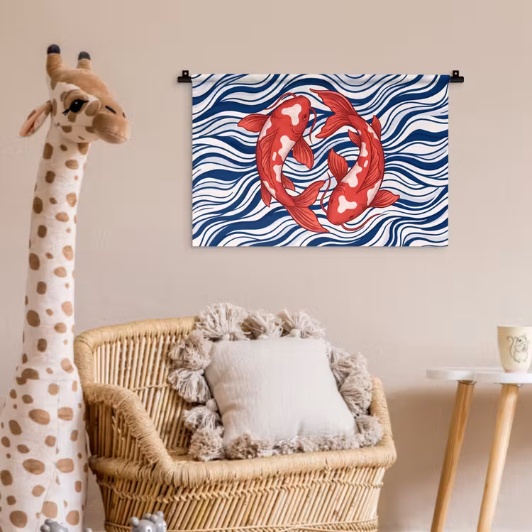 Vis - Water - Natuur - Illustratie - Rood Wandkleed katoen klein -wsfeer5_kind