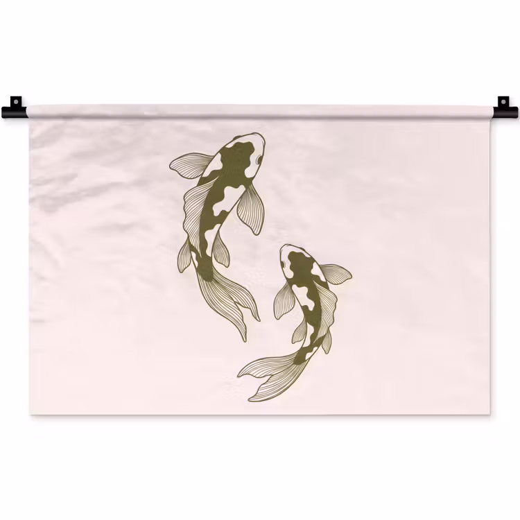 Vis - Zwemmend - Groen - Abstract - Dieren Wandkleed katoen klein -zz3d