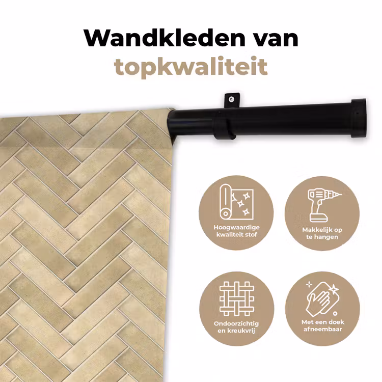 Visgraat - Tegel - Zand Wandkleed katoen klein 269 -sfeer2